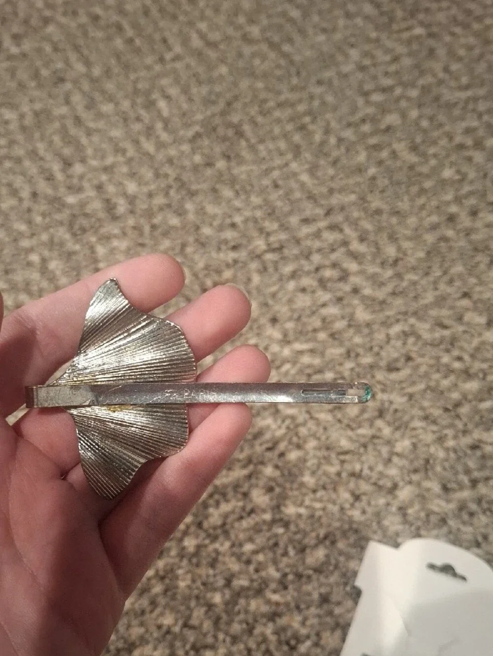 Silver Leaf Slide Hair Clips - Pair
